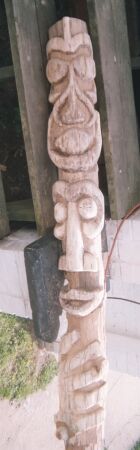 Totem being sanded