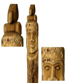 Man and Bird Oak Totem